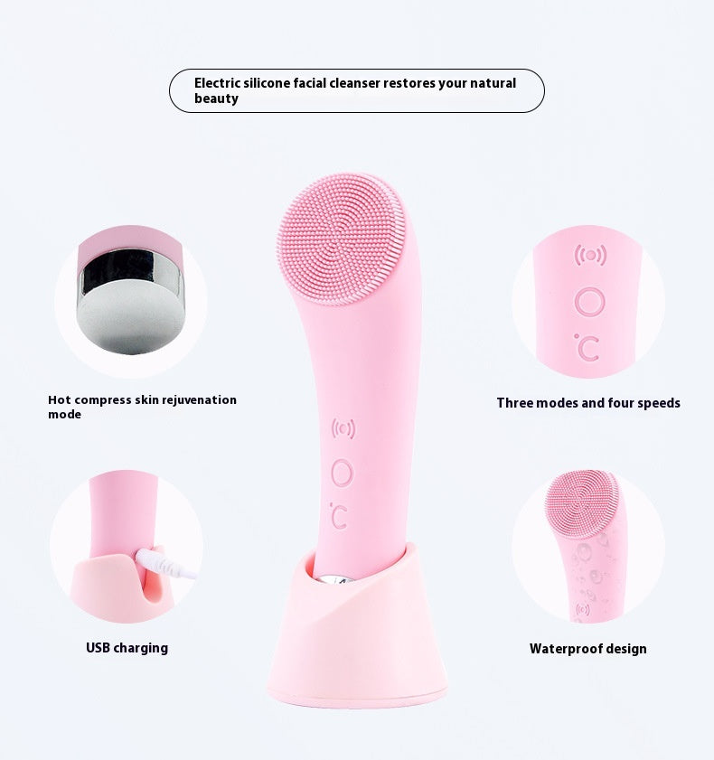 Silicone Face Cleansing Brush Vibration Heating